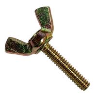 #10-24 X 1" Wing Head Thumb Screw (Riveted-On Head), Cold Forged, Low Carbon, Zinc Yellow